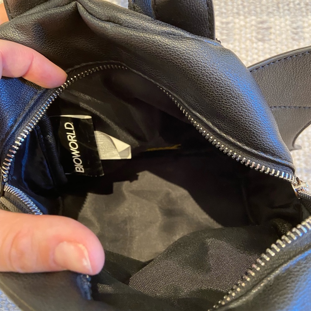 Black Pleather Bat Wing Mini Backpack - image 5